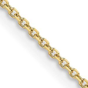1mm 14K Yellow Gold Solid Diamond Cut Rolo Chain Necklace, 18 Inch
